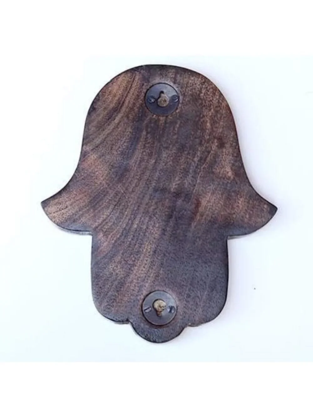 Hand-Carved Hamsa Wall Decor - Bohemian Mango Wood Art with Vines & Flowers
